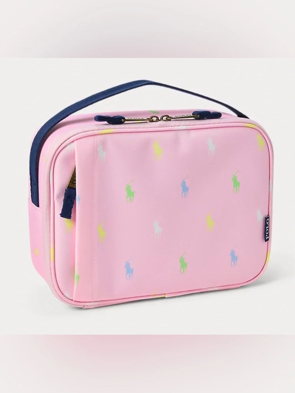 Polo by Ralph Lauren Pink Kids Lunch Tote with Multicolor Pony Logos